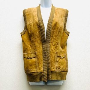 Vintage Suede & Knit Womens Vest